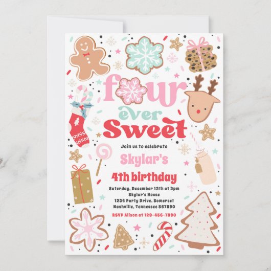 Kerstkoekje vier ooit lief verjaardagsfeestje kaart (Voorkant)