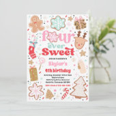 Kerstkoekje vier ooit lief verjaardagsfeestje kaart (Staand voorkant)