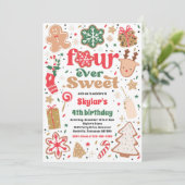 Kerstkoekje vier ooit lief verjaardagsfeestje kaart (Staand voorkant)