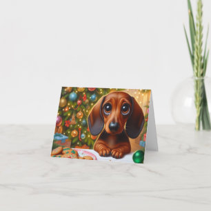 Kerstkoekje voor Dachshund Feestdagen Kaart