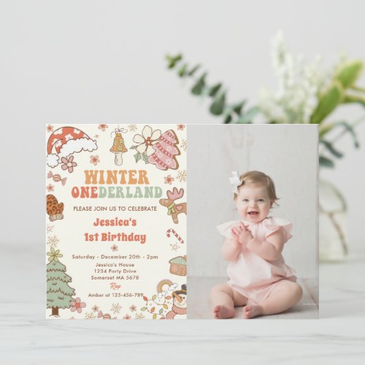 Kerstkoekje Winter Onederland Verjaardag Foto Kaart (Staand voorkant)