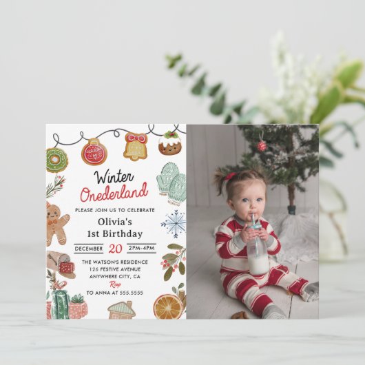 Kerstkoekje Winter Onederland Verjaardag Foto Kaart (Staand voorkant)