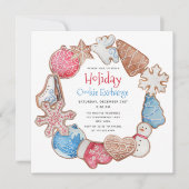 Kerstkoekje Wreath Holiday Cookie Exchange Kaart (Voorkant)