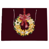 Kerstkoekje Wreath met de achtergrond van Bourgogn Groot Cadeauzakje (Voorkant)