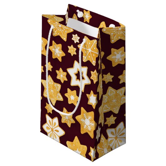 Kerstkoekje Wreath met de achtergrond van Bourgogn Klein Cadeauzakje (Voorkant Gekanteld)