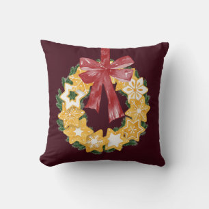 Kerstkoekje Wreath met de achtergrond van Bourgogn Kussen