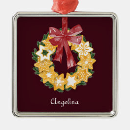 Kerstkoekje Wreath met de achtergrond van Bourgogn Metalen Ornament