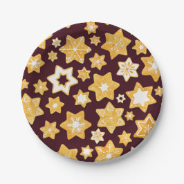 Kerstkoekje Wreath met de achtergrond van Bourgogn Papieren Bordje