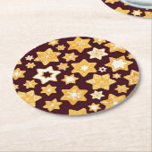 Kerstkoekje Wreath met de achtergrond van Bourgogn Ronde Kartonnen Onderzetter (Gebogen)