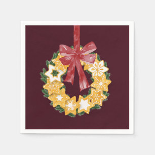 Kerstkoekje Wreath met de achtergrond van Bourgogn Servet