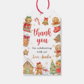 Kerstkoekjes 1e verjaardagsfeest cadeaulabel (Voorkant)