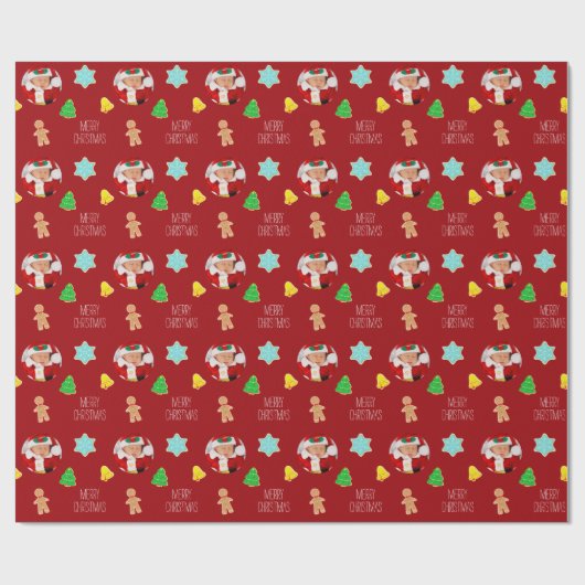 kerstkoekjes Aangepaste foto Cadeaupapier (Vlak)