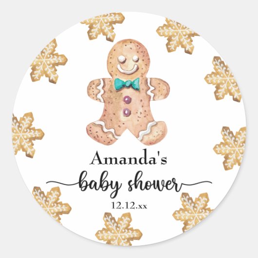Kerstkoekjes baby shower ronde sticker (Voorkant)
