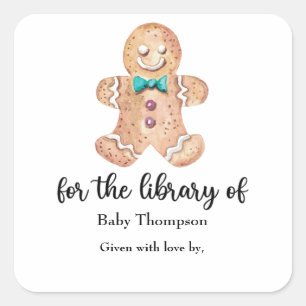 Kerstkoekjes - babyshower-boekplaat vierkante sticker