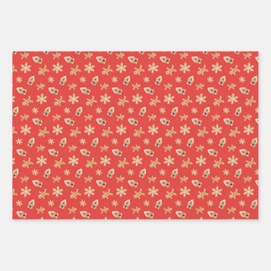 Kerstkoekjes bakken vakantie Schattige feestelijk Inpakpapier Vel (Voorkant)