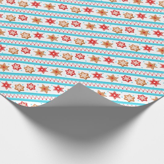 kerstkoekjes blauw cadeaupapier (Hoek)