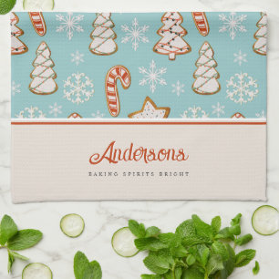 Kerstkoekjes blauw monogram theedoek