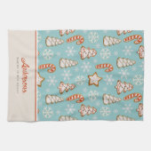 Kerstkoekjes blauw monogram theedoek (Horizontaal)