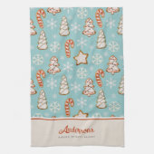 Kerstkoekjes blauw monogram theedoek (Verticaal)