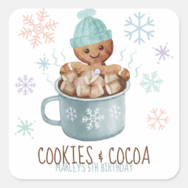 Kerstkoekjes & Cacaoboy Winter Verjaardag Vierkante Sticker