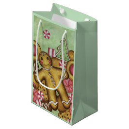 Kerstkoekjes cadeautaszak mintgroen klein cadeauzakje