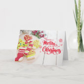 Kerstkoekjes Cane en Warm Wishes Holiday Ca Feestdagen Kaart (Voorkant)