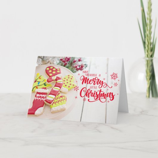 Kerstkoekjes Cane en Warm Wishes Holiday Ca Feestdagen Kaart (Voorkant)