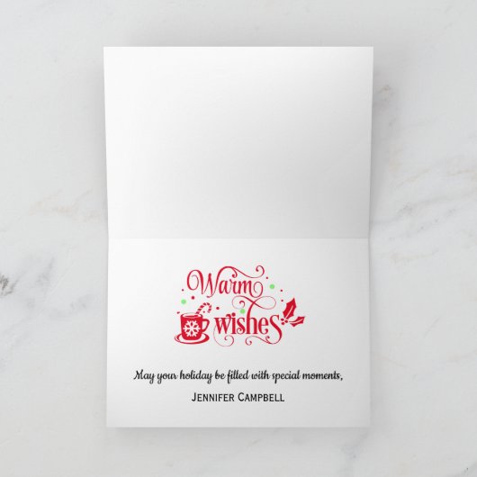Kerstkoekjes Cane en Warm Wishes Holiday Ca Feestdagen Kaart (Binnen)