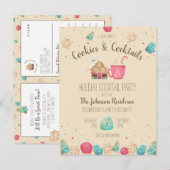 Kerstkoekjes + Cocktail Budget Party uitnodigen Briefkaart (Voorkant / Achterkant)