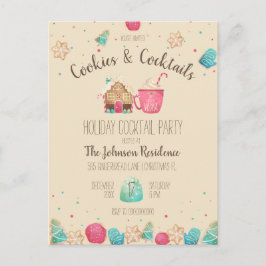 Kerstkoekjes + Cocktail Budget Party uitnodigen Briefkaart