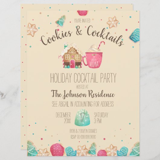 Kerstkoekjes Cocktail Cute Feest Flyer (Voorkant / Achterkant)