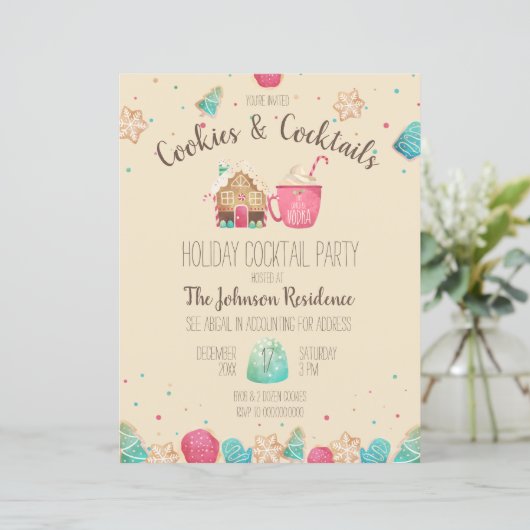 Kerstkoekjes Cocktail Cute Feest Flyer (Staand voorkant)