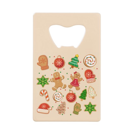 Kerstkoekjes Creditkaart Flessenopener (Voorkant)