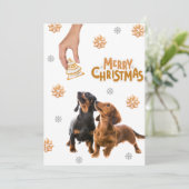 kerstkoekjes Dachshund Puppies Dog Feestdagenkaart (Staand voorkant)