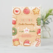 kerstkoekjes decoratie feestuitnodiging kaart (Staand voorkant)