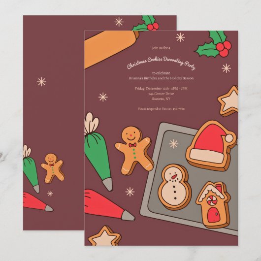 Kerstkoekjes Decorating Party Kaart (Voorkant / Achterkant)