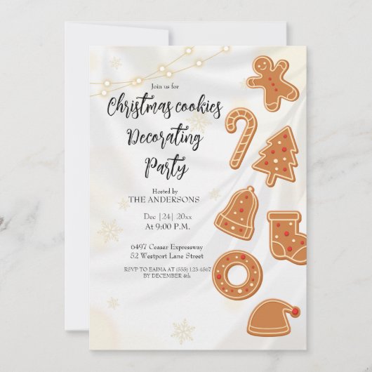 Kerstkoekjes Decoreren Party uitnodiging (Voorkant)
