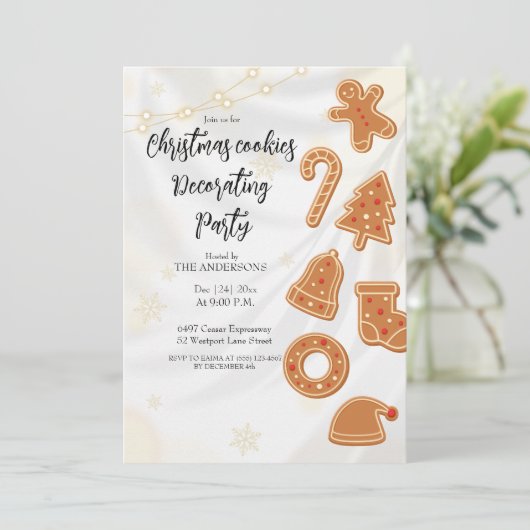 Kerstkoekjes Decoreren Party uitnodiging (Staand voorkant)
