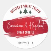 Kerstkoekjes Dessert Smaak Feestelijk Rood Groen Ronde Sticker (Voorkant)