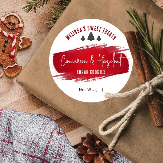 Kerstkoekjes Dessert Smaak Feestelijk Rood Groen Ronde Sticker