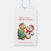 Kerstkoekjes en aangepaste naam wit cadeaulabel (Voorkant)