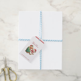 Kerstkoekjes en aangepaste naam wit cadeaulabel