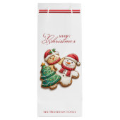 Kerstkoekjes en aangepaste naam wit wijn cadeautas (Achterkant)