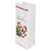 Kerstkoekjes en aangepaste naam wit wijn cadeautas (Voorkant Gekanteld)