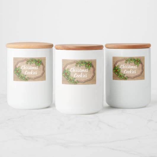 Kerstkoekjes en andere goodies Label Voedselcontainer Etiket (Flessen)