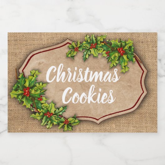 Kerstkoekjes en andere goodies Label Voedselcontainer Etiket (Enkel label)