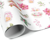 Kerstkoekjes en blad Pink Cadeaupapier (Rol Hoek)