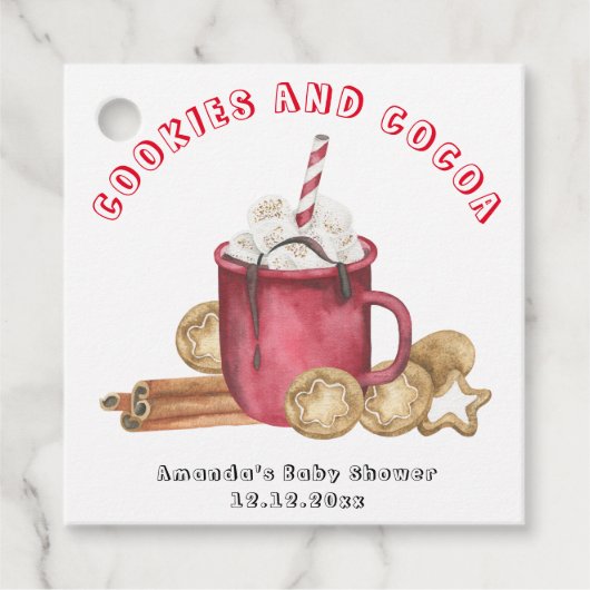 Kerstkoekjes en cacao baby shower bedankjes labels (Voorkant)