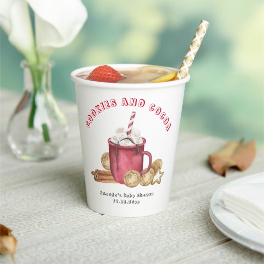 Kerstkoekjes en cacao baby shower papieren bekers (Insitu)