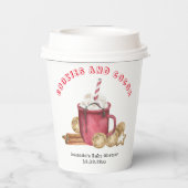 Kerstkoekjes en cacao baby shower papieren bekers (Achterkant)